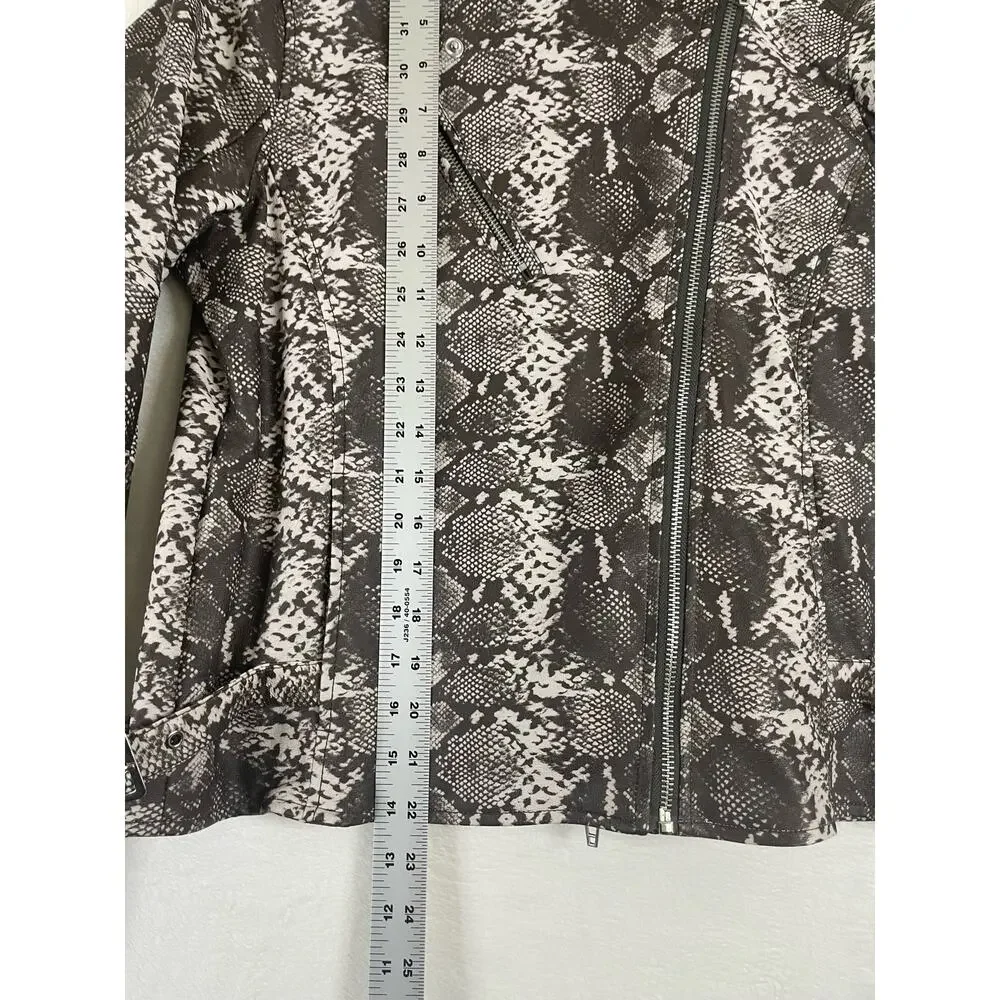 Colleen lopez Moto Jacket womens size medium Faux Leather Coat 0717 - Picture 9 of 9